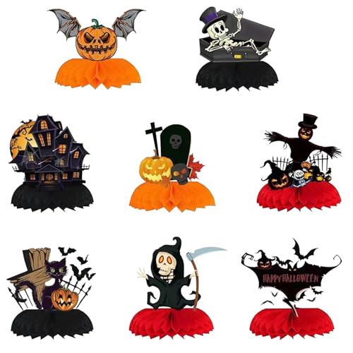 8 Stück Halloween Tischdeko, Halloween Bienenwabe Mittelstück für Tischdekoration Halloween Tabelle Topper Schwarz Orange Happy Halloween Partydeko, Kürbis, Fledermäuse, Geister, Schwarze Katze 8 Stück Halloween Tischdeko, Halloween Bienenwabe Mittelstück für Tischdekoration Halloween Tabelle Topper Schwarz Orange Happy Halloween Partydeko, Kürbis, Fledermäuse, Geister, Schwarze Katze von WHangXJangYE