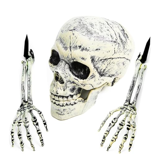 WHangXJangYE Halloween Deko Skelett, Garten Gruselig Totenkopf Set Schädel mit Skelett Hand Realistische Horror Skelett Gruseliger Skeleton für Outdoor Halloween Deko WHangXJangYE Halloween Deko Skelett, Garten Gruselig Totenkopf Set Schädel mit Skelett Hand Realistische Horror Skelett Gruseliger Skeleton für Outdoor Halloween Deko von WHangXJangYE