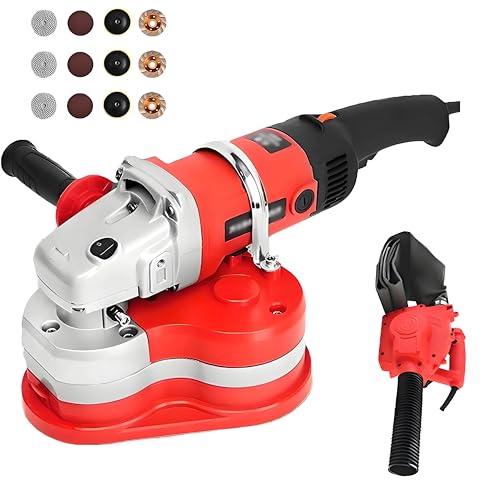 WIANQIAN Betonschleifer-Set, Tragbarer Dreikopf-Wand- Und Bodenschleifer, Elektrische Diamantpoliermaschine, 6 Einstellbare Geschwindigkeiten, DREI-Achsen-Struktur Machine+VacuumCleaner von WIANQIAN