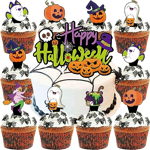 WIDEBG Tortendeko Halloween Kuchen Dekoration Kürbis Cupcake Topper Geister Kuchen Deko Happy Halloween Cake Toppers Hexe Kuchen Topper Halloween Dekoration 100 Stück WIDEBG Tortendeko Halloween Kuchen Dekoration Kürbis Cupcake Topper Geister Kuchen Deko Happy Halloween Cake Toppers Hexe Kuchen Topper Halloween Dekoration 100 Stück von WIDEBG