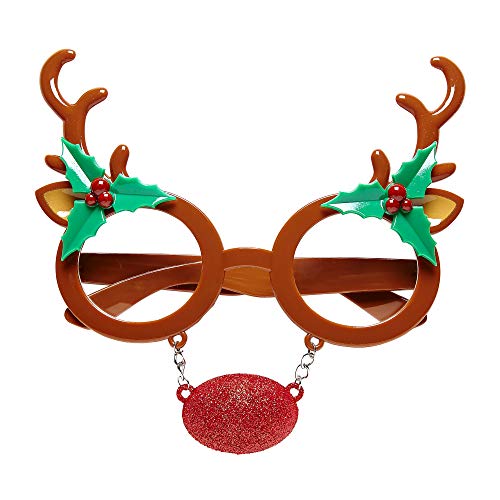 Widmann 03425 - Brille Rentier, mit Nase und Ohren, Weihnachten, Nikolaus, Karneval, Mottoparty von WIDMANN