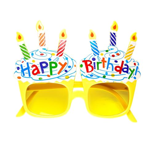 Widmann 0346N - Brille Happy Birthday, gelb, Cupcake, Candyland, Geburtstag, Karneval, Mottoparty von WIDMANN