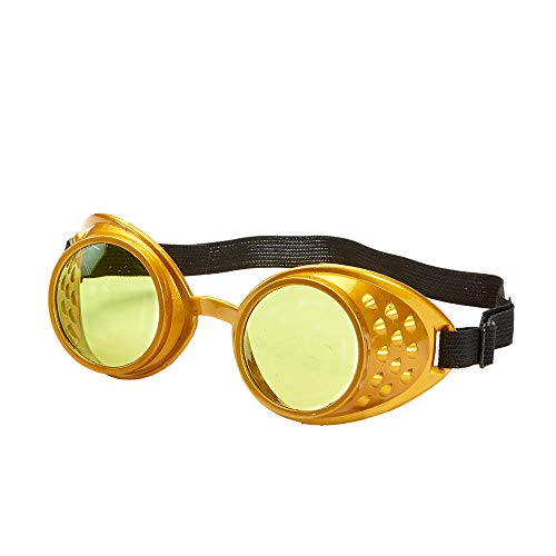 Widmann 01787 - Brille Steampunk, gold, mit verstellbaren Brillenband, Mottoparty, Karneval von WIDMANN