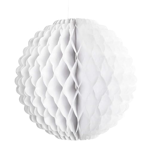 Widmann 02514 - Honeycomb Lampion, Weiß, Ø 32cm, flammhemmend, Dekoration, Mottoparty, Hochzeit, Geburtstag von WIDMANN