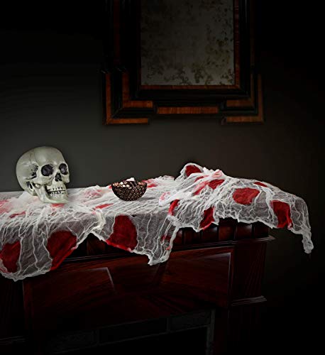 W WIDMANN MILANO Party Fashion 09562 - Partydekoration Blutiger Mullstoff, 180 x 180, Rot/Weiß, blutverschmiert, Kunstblut, Deko, Tischdeko, Tuch, Halloween von W WIDMANN MILANO Party Fashion