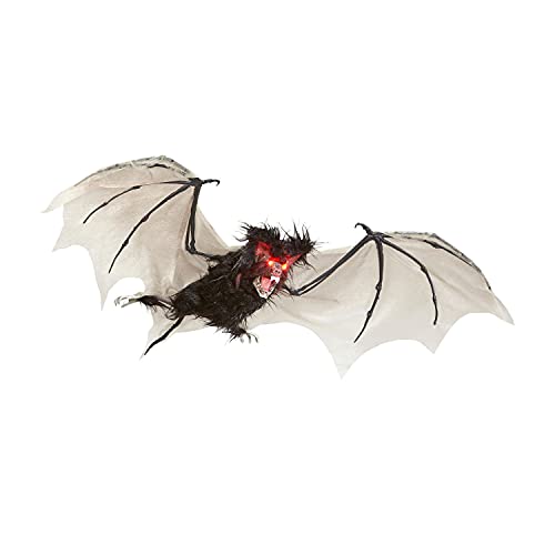 Widmann 10052 - Haarige Fledermaus mit pulsierend, blinkenden LED-Augen, 89cm, Dekoration, Hängedekoration, Horror, Halloween, Mottoparty von WIDMANN