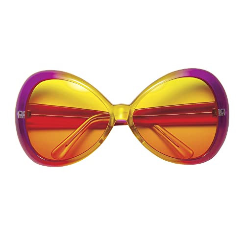 Widmann 67142 - Sugar Babe Sonnenbrille, pink-gelber Rahmen, Hippie, Reggae, Karneval, Mottoparty von WIDMANN