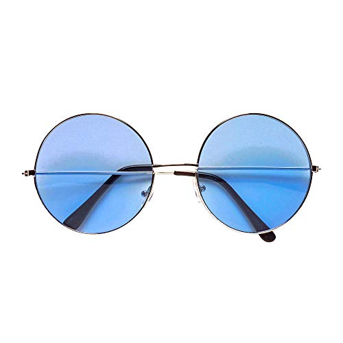 Widmann 68618 - Brille 70er Jahre, mit blauen Gläsern, Hippiebrille, Schlager, Karneval, Mottoparty von WIDMANN