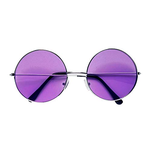 Widmann 68619 - Brille 70er Jahre, mit violetten Gläsern, Hippiebrille, Schlager, Karneval, Mottoparty von WIDMANN