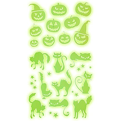 Widmann 86851 - Leuchtende Halloween Deko-Sticker, Glow in the Dark, 21 x 15 cm, Aufkleber, Dekoration, Halloweenparty, Mottoparty von WIDMANN