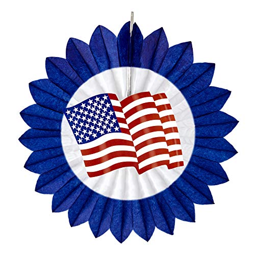 Widmann 95786 - USA Flagge Papierfächer, Ø 50 cm, Hängedekoration, Mottoparty von WIDMANN