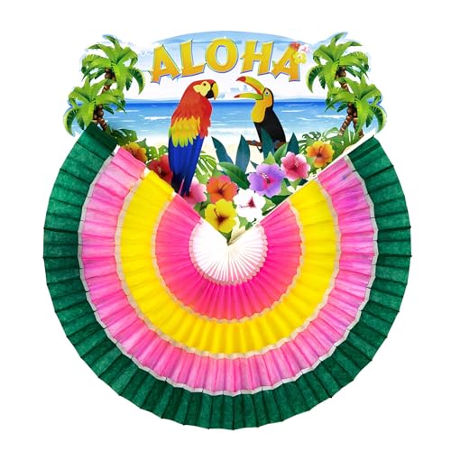 W WIDMANN MILANO Party Fashion 95791 - Fächer Aloha, bunt, Ø 46 cm, Tropische Vögel, Dekoration, Hawaii, Mottoparty von W WIDMANN MILANO Party Fashion