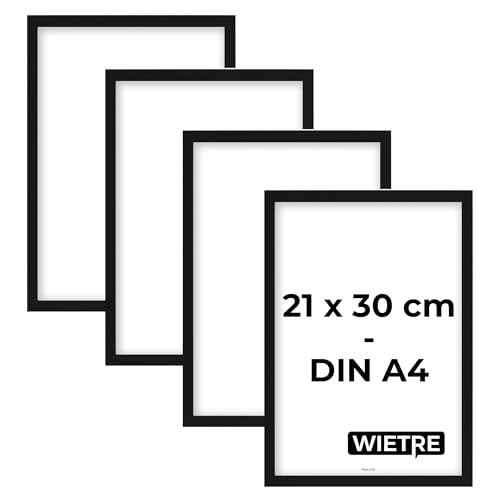 WIETRE 4er Set Bilderrahmen A4 21x30 cm Schwarz MDF-Holz | Posterrahmen | bruchsicheres Acrylglas | zum Aufhängen & Aufstellen - für Fotos, Bilder & Poster WIETRE 4er Set Bilderrahmen A4 21x30 cm Schwarz MDF-Holz | Posterrahmen | bruchsicheres Acrylglas | zum Aufhängen & Aufstellen - für Fotos, Bilder & Poster von WIETRE