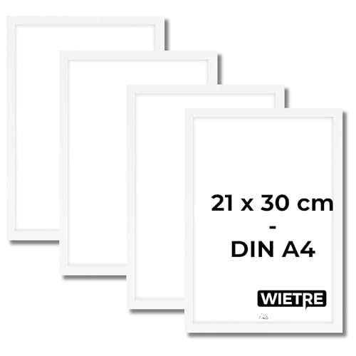 WIETRE 4er Set Bilderrahmen A4 21x30 cm Weiß MDF-Holz | Posterrahmen | bruchsicheres Acrylglas | zum Aufhängen & Aufstellen - für Fotos, Bilder & Poster WIETRE 4er Set Bilderrahmen A4 21x30 cm Weiß MDF-Holz | Posterrahmen | bruchsicheres Acrylglas | zum Aufhängen & Aufstellen - für Fotos, Bilder & Poster von WIETRE