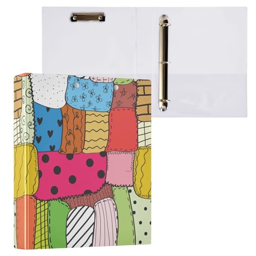 WIFIU Ringbuch mit 3 Ringen, 3,8 cm, rund, mit Klemmbrett, Steppdecke, verschiedene Muster, Ordner-Organizer, Aktenordner mit 3 transparenten Innentaschen, 200 Blatt Kapazität, für Bürobedarf WIFIU Ringbuch mit 3 Ringen, 3,8 cm, rund, mit Klemmbrett, Steppdecke, verschiedene Muster, Ordner-Organizer, Aktenordner mit 3 transparenten Innentaschen, 200 Blatt Kapazität, für Bürobedarf von WIFIU