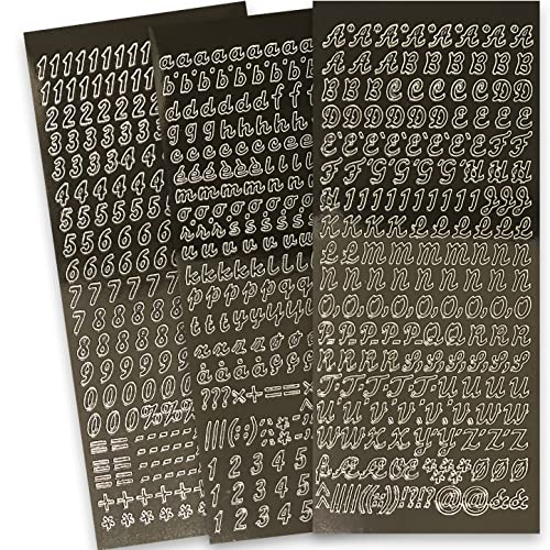 WIKAKERZEN Sticker Buchstaben-Set Groß- und Kleinbuchstaben mit Zahlen zum Beschriften von glatten Flächen wie Kerzen zur Taufe Kommunion oder Hochzeit (Schwarz, Schriftart Schräg) von WIKAKERZEN