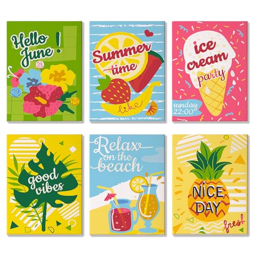 WIKOGDFE Malen nach Zahlen Obst-Set,6-teilig DIY handgemaltes Ölgemälde-Set,Malen nach Zahlen kit mit Pinseln und Acrylpigment, für Erwachsene,Anfänger,Geschenk,Home Deko (C, Ohne Rahmen) von WIKOGDFE