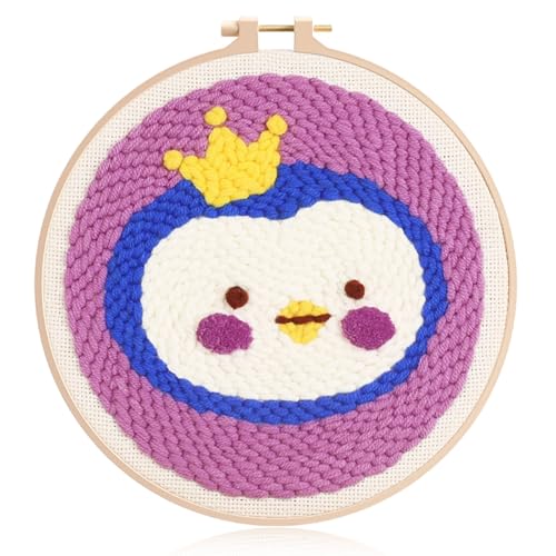 WIKOGDFE Punch Needle Stickerei für Anfänger,Niedliche Cartoon Pinguin,Punch Needle Starter Craft Set mit 20cm Hoop,DIY Handstickerei Set für Erwachsene,Perfekt für Festival Geschenk und Dekoration WIKOGDFE Punch Needle Stickerei für Anfänger,Niedliche Cartoon Pinguin,Punch Needle Starter Craft Set mit 20cm Hoop,DIY Handstickerei Set für Erwachsene,Perfekt für Festival Geschenk und Dekoration von WIKOGDFE