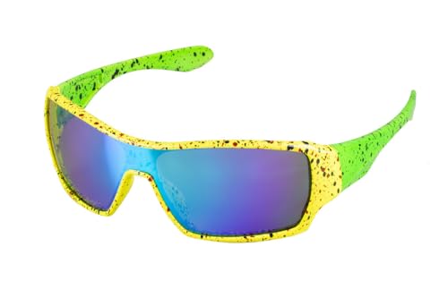 WILBERS & WILBERS 20129 Retro Brille 80er Jahre mit Spiegelglas, Unisex – Erwachsene, Neon Gelb, Einheitsgröße von WILBERS & WILBERS