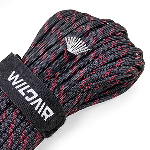WILDAIR Paracord 4mm 11 Strängen 100% Nylon Schnüre 30m Bruchlast 750lb 340kg (Schwarz Rot) von WILDAIR