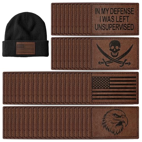 60 Stück Blanko Kunstleder-Hut-Patches mit Klebstoff, zum Aufbügeln auf Heißpresse, Kunstleder-Patches für Hüte, individuelle Stoffreparatur, Nähen, Laserzubehör, rechteckig, dunkelbraun von WILDREEDS