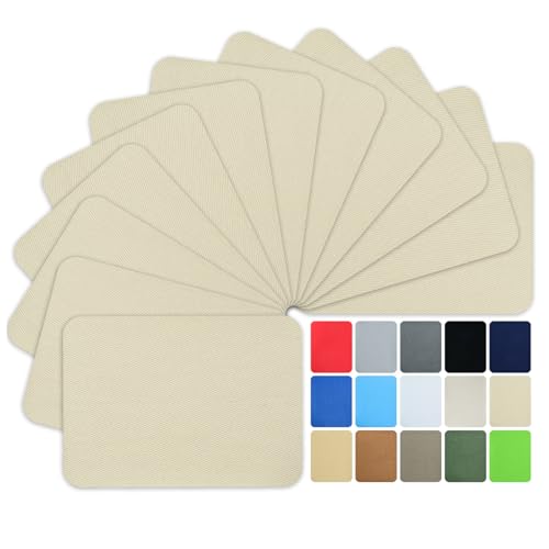 WILDREEDS Hochwertiger Stoff-Reparaturflicken zum Aufbügeln, 100 % Baumwolle, zum Aufbügeln für Kleidung innen und außen, stärkster Klebstoff, 7,5 x 10,5 cm, Beige von WILDREEDS