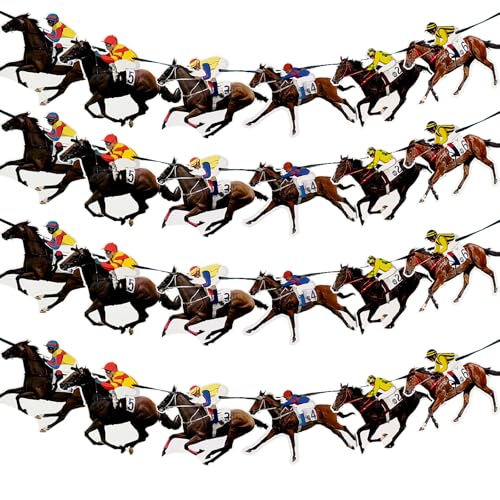WILDREEDS Kentucky Party Derby Party Banner Partyzubehör Derby Pferderennen Luftschlangen Dekorationen 4 Stück von WILDREEDS