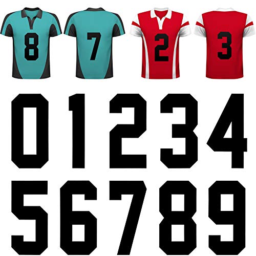 10 Stück 0 bis 9 Wärmeübertragung Nummern 8 Zoll Hoch Aufeisen Zahlen Aufkleber für Sport T-Shirt Jersey Fußball Baseball Team T-Shirt, Schwarz von WILLBOND