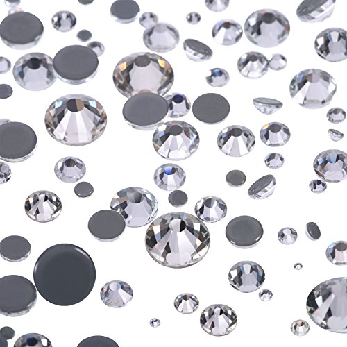 1000 Stück Gemischte Größe Hot Fix Runde Kristalle Edelsteine Glassteine Hotfix Flache Rückseite Strass 1,5 - 6 MM (Klare Farbe) von WILLBOND