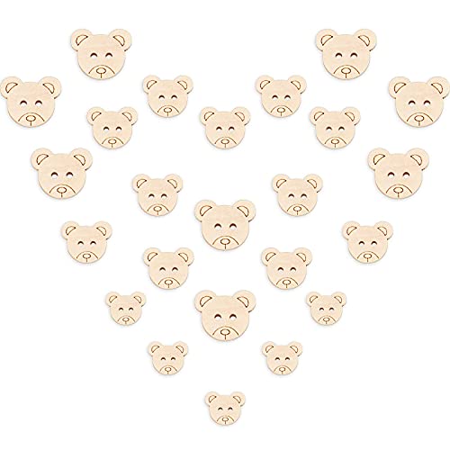 120 Stück Bärenknöpfe für Strickjacken, Knöpfe, Babyknöpfe, Holz, 2 Löcher, 3 Größen, kleine Bärenknöpfe aus Holz, zum Nähen, Stricken von WILLBOND
