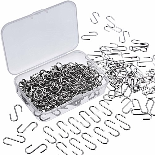 WILLBOND 150 Stück Mini S Haken Connectors Metall S Draht Haken Kleiderbügel mit Aufbewahrungsbox für DIY Handwerk, Hängende Schmuck, Schlüsselanhänger und Tags (22 x 8 mm) von WILLBOND