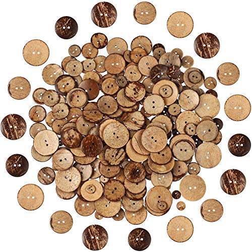 200 Stück natürliche Kokosnussknöpfe zum Basteln, sortiert, 2 Löcher, rund, braun, für Bastelbedarf, Nähen, Basteln, 5 Größen 200 Stück natürliche Kokosnussknöpfe zum Basteln, sortiert, 2 Löcher, rund, braun, für Bastelbedarf, Nähen, Basteln, 5 Größen von WILLBOND