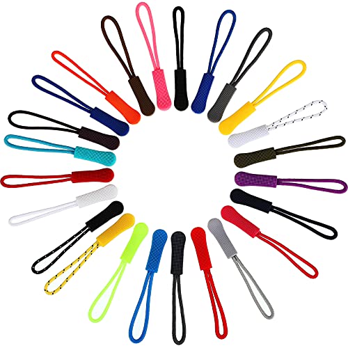 50 Stücke Zipper Pulls, 25 Farben Zipper Etikett Starke Nylon Schnur, Zipper Pull Ersatz für Rucksäcke, Jacken, Gepäck, Geldbörsen, Handtaschen, Sweatshirt von WILLBOND