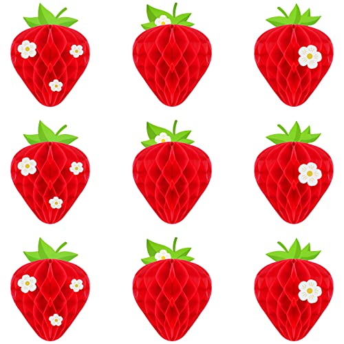 Erdbeer-Party-Dekorationen, Erdbeer-Wabenbälle, Geburtstagsgeschenke, Beeren-Tischaufsätze, Seidenpapier, Waben, Tischdekoration, Hängedekoration, Partyzubehör, 9 Stück Erdbeer-Party-Dekorationen, Erdbeer-Wabenbälle, Geburtstagsgeschenke, Beeren-Tischaufsätze, Seidenpapier, Waben, Tischdekoration, Hängedekoration, Partyzubehör, 9 Stück von WILLBOND