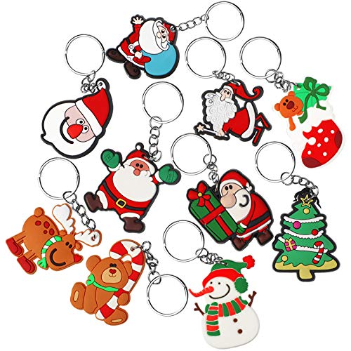 WILLBOND 40 Stücke Weihnachten Schlüsselanhänger Cartoon Schlüsselanhänger für Weihnachten Geschenke Weihnachten Party Gefallen, 10 Stile von WILLBOND