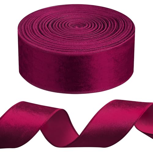 WILLBOND 45,7 m langes Weihnachts-Samtband mit Draht, dekoratives Band für Bastelarbeiten, Schleifen, Kranz, Geschenkverpackungen, Weihnachten, Urlaub, Hochzeit, drinnen und draußen, Violett WILLBOND 45,7 m langes Weihnachts-Samtband mit Draht, dekoratives Band für Bastelarbeiten, Schleifen, Kranz, Geschenkverpackungen, Weihnachten, Urlaub, Hochzeit, drinnen und draußen, Violett von WILLBOND