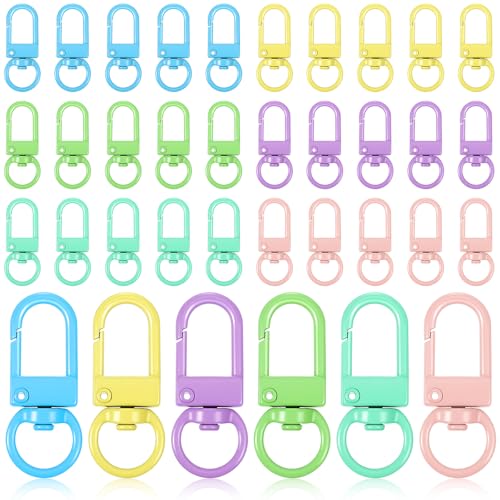 WILLBOND Karabinerhaken aus Metall, bunt, drehbar, mit Schlüsselringen, DIY-Zubehör für Taschen, Schlüsselanhänger, Schmuckherstellung, 36 Stück (gemischte Farben) von WILLBOND