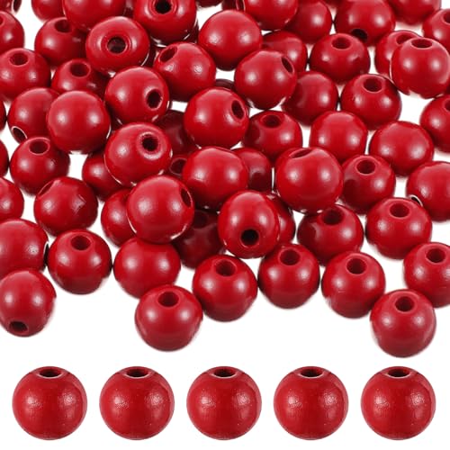 WILLBOND Makramee-Holzperlen, lose Perlen mit 10 mm großem Loch für Makramee-Herstellungs-Kits, Schmuckherstellung, Haare, DIY, Handarbeit, Dekoration, Dunkelrot, Stilvoll, 130 Stück WILLBOND Makramee-Holzperlen, lose Perlen mit 10 mm großem Loch für Makramee-Herstellungs-Kits, Schmuckherstellung, Haare, DIY, Handarbeit, Dekoration, Dunkelrot, Stilvoll, 130 Stück von WILLBOND