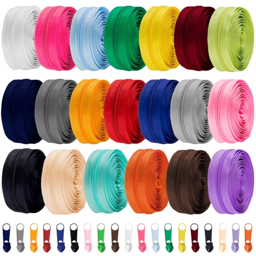 WILLBOND Näh-Reißverschlüsse, 20 Stück, Nr. 5, Nylon-Spiralreißverschlüsse, 20 Farben, verschiedene Reißverschlüsse zum Nähen, mit 200 Reißverschlussschiebern für Heimwerker, Schneidertaschen WILLBOND Näh-Reißverschlüsse, 20 Stück, Nr. 5, Nylon-Spiralreißverschlüsse, 20 Farben, verschiedene Reißverschlüsse zum Nähen, mit 200 Reißverschlussschiebern für Heimwerker, Schneidertaschen von WILLBOND