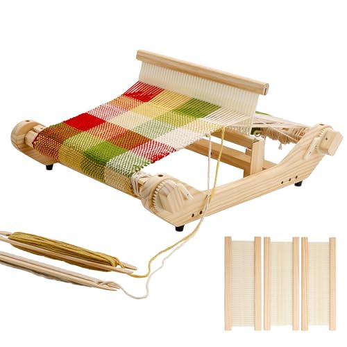 WILLOWDALE 30,5 cm starrer Heckenwebstuhl, Webstuhl-Kit mit Schuppenstab, Holz-Multi-Craft-Webstuhl für Erwachsene, Fäden, Warping-Rahmen mit Heringen und Garnständer, Rahmenwebstuhl für Anfänger von WILLOWDALE