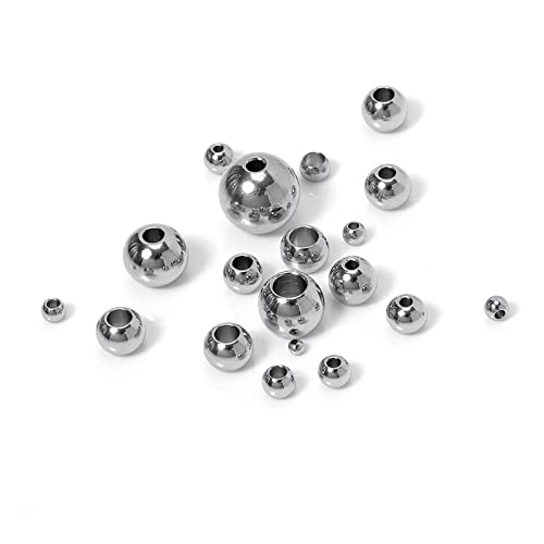 WILLWA 100 Stück 304 Edelstahlperlen Lose Abstandshalter Großes Loch Kugelperlen for Armbänder Halskette Schmuck Machen DIY Komponenten (Color : 4x2mm Hole) von WILLWA