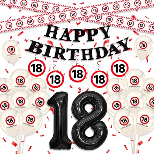 WINAROI 18 Geburtstag Deko Männer Frauen,18 Geburtstag Deko,Verkehrszeichen Geburtstagsdeko 18 Jahre Junge mit Banner, Girlande, Luftballons, - Verkehrsschild zum 18. Jahre WINAROI 18 Geburtstag Deko Männer Frauen,18 Geburtstag Deko,Verkehrszeichen Geburtstagsdeko 18 Jahre Junge mit Banner, Girlande, Luftballons, - Verkehrsschild zum 18. Jahre von WINAROI