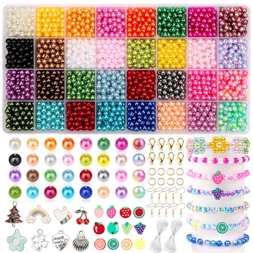 WINAROI 6mm 32 Farben Bunte Perlen für Armbänder, 2240 Stück Perlen für Auffädeln, Perlen set Erwachsene für Armbänder Halskette Schmuckherstellung Handwerk Dekor von WINAROI
