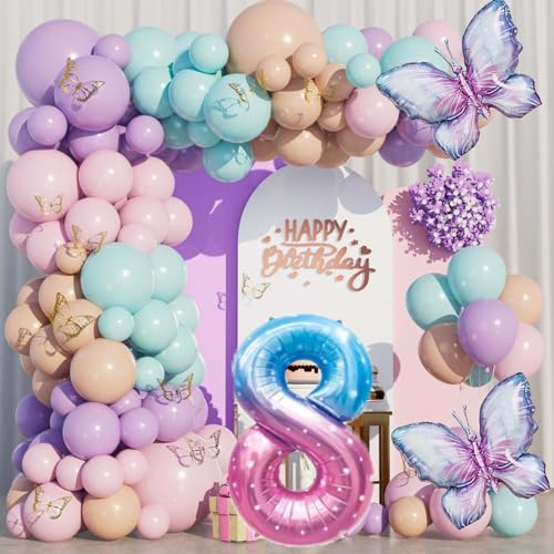 WINAROI 8 Jahre Geburtstag Deko, Schmetterlinge Deko Geburtstag Mädchen 8 Jahre, Luftballon Girlande Schmetterling Lila, Schmetterling Geburtstag Party Set zum 8. Geburtstag des Mädchens WINAROI 8 Jahre Geburtstag Deko, Schmetterlinge Deko Geburtstag Mädchen 8 Jahre, Luftballon Girlande Schmetterling Lila, Schmetterling Geburtstag Party Set zum 8. Geburtstag des Mädchens von WINAROI