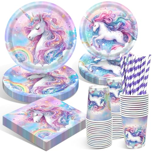WINAROI Einhorn Partygeschirr Set,Einhorn Geburtstag Kindergeburtstag Deko, Unicorn Geburtstag Geschirr, Unicorn Pappteller Teller Tassen Servietten Party Deko für Mädchen Birthday Party 16 Gäste WINAROI Einhorn Partygeschirr Set,Einhorn Geburtstag Kindergeburtstag Deko, Unicorn Geburtstag Geschirr, Unicorn Pappteller Teller Tassen Servietten Party Deko für Mädchen Birthday Party 16 Gäste von WINAROI