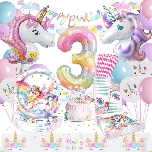 WINAROI Einhorn Partygeschirr Set,Einhorn Geburtstagsdeko Mädchen 3 Jahre,Geburtstag Party Geschirr,Pappteller Kindergeburtstag mit Einhorn Luftballons Pappteller Tassen Servietten Tischdecke WINAROI Einhorn Partygeschirr Set,Einhorn Geburtstagsdeko Mädchen 3 Jahre,Geburtstag Party Geschirr,Pappteller Kindergeburtstag mit Einhorn Luftballons Pappteller Tassen Servietten Tischdecke von WINAROI