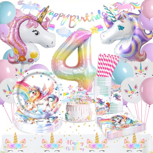 WINAROI Einhorn Partygeschirr Set,Einhorn Geburtstagsdeko Mädchen 4 Jahre,Geburtstag Party Geschirr,Pappteller Kindergeburtstag mit Einhorn Luftballons Pappteller Tassen Servietten Tischdecke WINAROI Einhorn Partygeschirr Set,Einhorn Geburtstagsdeko Mädchen 4 Jahre,Geburtstag Party Geschirr,Pappteller Kindergeburtstag mit Einhorn Luftballons Pappteller Tassen Servietten Tischdecke von WINAROI