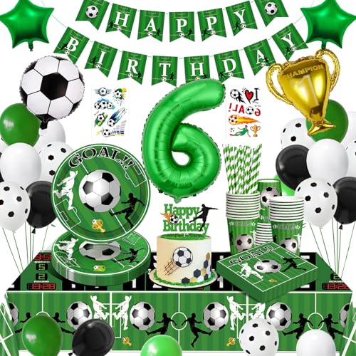 WINAROI Fussball Deko Geburtstag 6 Jahre Kinder,Fußball Geburtstag Partygeschirr Set,Fußball Deko Geburtstagsdeko 6 Jungen,Fußball Luftballons Pappteller Tischdecke für Party Kindergeburtstag WINAROI Fussball Deko Geburtstag 6 Jahre Kinder,Fußball Geburtstag Partygeschirr Set,Fußball Deko Geburtstagsdeko 6 Jungen,Fußball Luftballons Pappteller Tischdecke für Party Kindergeburtstag von WINAROI
