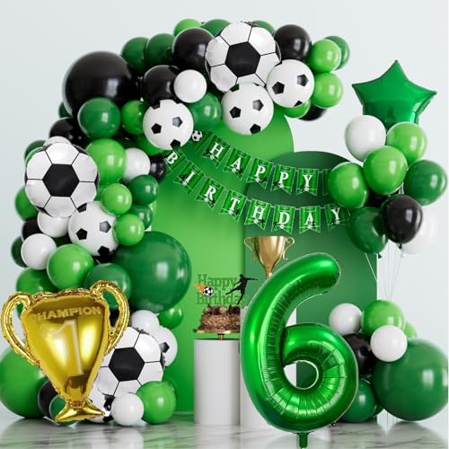 WINAROI Fußball-Geburtstagsdekorationen für Jungen, Ballonbogen-Set, Fußball-Geburtstagsparty-Dekoration mit Fußball-Folienballon für 8. Geburtstag, Dekoration, Kinder-Fußball-Fans, von WINAROI