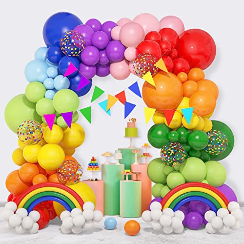 WINAROI Luftballon Girlande Regenbogen, 148 Stück Bunt Luftballons Girlande für Multicolour Geburtstags Party, Hochzeit, Jahrestag, Babyparty, Party-Dekorationen von WINAROI